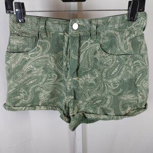 Cider Size S Shorts Women's Green Denim Floral Mid Rise